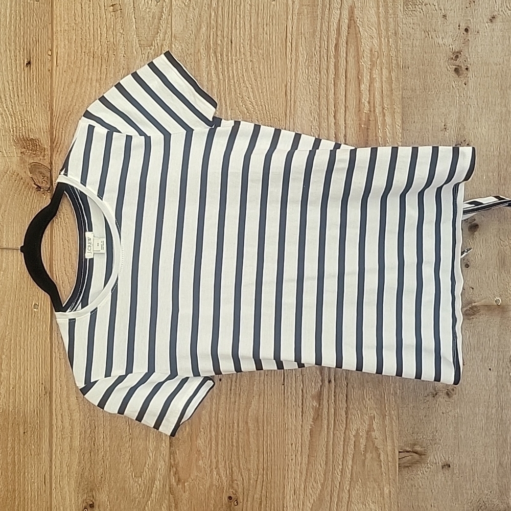 J. Crew Black and White Striped Tie Back Tee Size XSmall